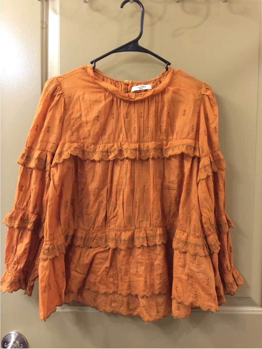 Isabel Marant Tiered Ruffle Blouse in Burnt Orange